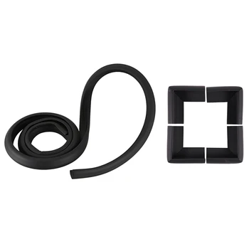 

4Pcs Child Baby Safety Desk Table Edge Cover Guard Corner Protector Cushion Black & 1x 2M Children Protection Table Guard Strip