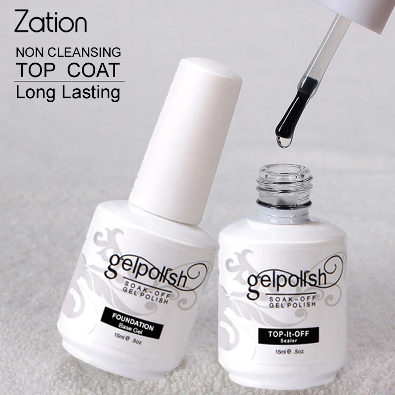 

Zation Gel Lak Varnish Primer Top Base Coat Gel Polish 15 Ml Long Lasting UV Soak Off Reinforce Base + Top Coat Gel Nail Varnish