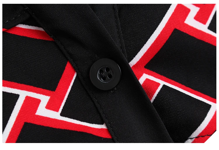 [EAM] Women Red Pattern Printed Big Size Dress New Stand Collar Long Sleeve Loose Fit Fashion Tide Spring Autumn 2020 1DA115