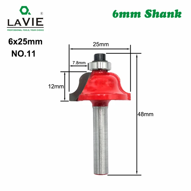 1pc 6mm Shank Router Bit Straight T Bit V Flush Trimming Cleaning Round Corner Cove Box Bits Milling Cutter for Wood MC06010 NO.11