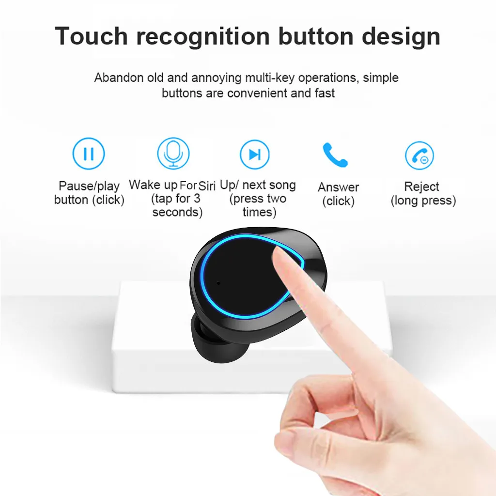 K01 TWS, беспроводные Bluetooth стерео наушники, беспроводные мини наушники Bluetooth 5,0, спортивные портативные зарядные устройства 1024# D
