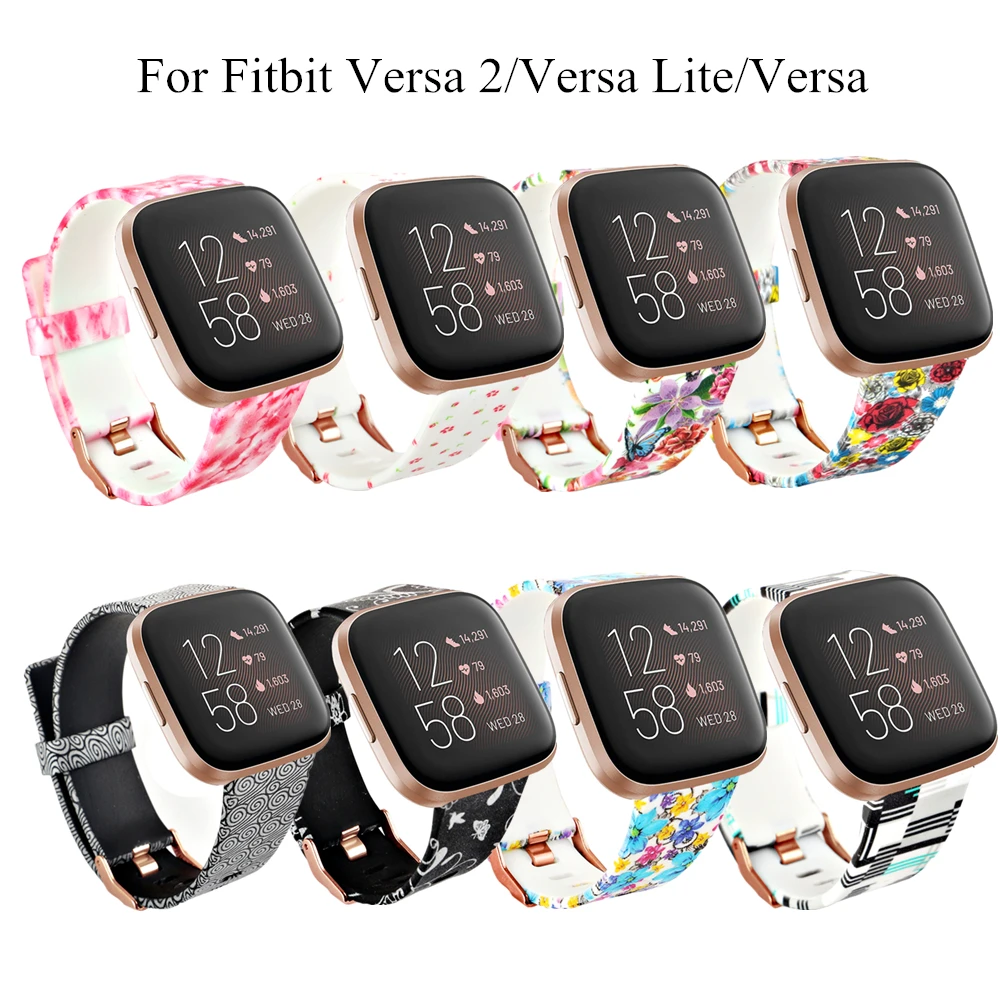 

Silicone Print Watch Band For Fitbit Versa/Versa Lite/Versa 2 Strap Replacement Wristband Printed Bracelet Band For Fitbit Versa