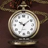 Reloj de bolsillo de cuarzo hueco con números romanos grabados en bronce, colgante de collar clásico antiguo, regalo con cadena ► Foto 2/6