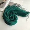 Écharpe en lin de couleur unie pour femmes, turban hijab