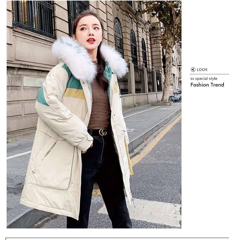 Cotton-padded Clothes Clothing Mid-length Loose-Fit Korean-style Winter New Style Fashion Cotton Coat Thick Warm Large Fur Colla