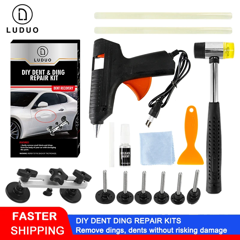 

LUDUO DIY Dent Repair Tools Remove Fix Dent Car Body Glue Puller Tabs Suction Cut Hail Damage Easy Paintless Repair Removal Kits