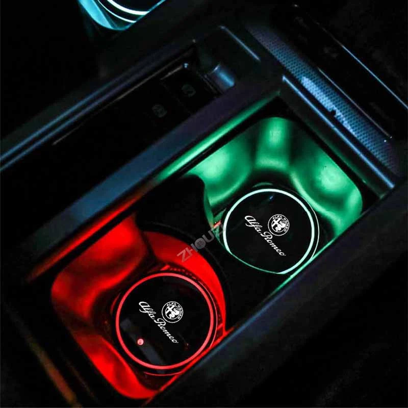 For Alfa Romeo Giulia 159 156 Giulietta Stelvio 147 Mito Luminous  Accessories 7 Colors LED Car Cup Holder Car Atmosphere Light|Decorative  Lamp| - AliExpress