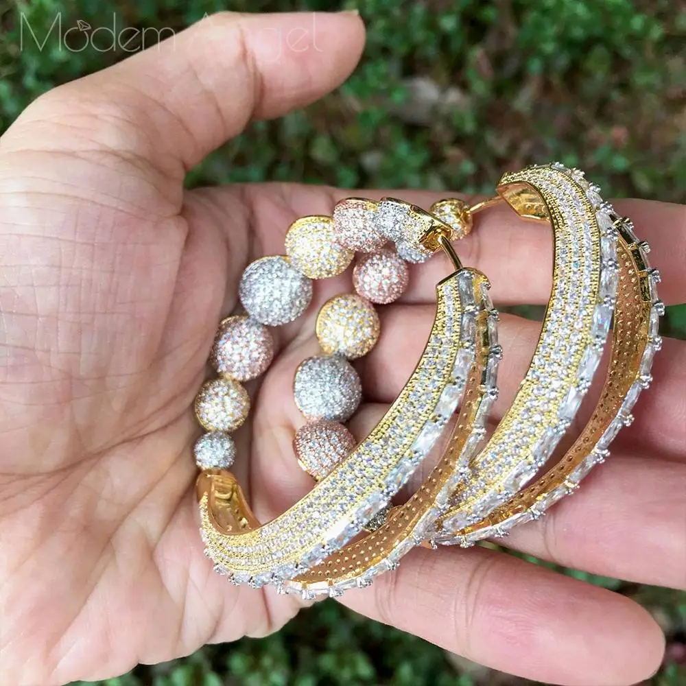 Роскошные серьги ModemAngel в форме шара большие полностью покрытые микролом