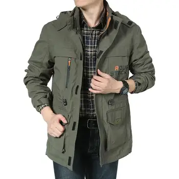 

Spring Autumn Men 'S Bomber Casual Jacket Army Military Waterproof Windbreaker Jacket Multi -Pocket Tactical Jacket Hooded Coat