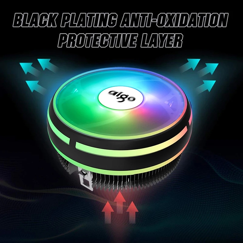 Кулер для процессора Aigo RGB 120 мм 4 контактный кулер PWM охлаждения радиатор ПК Intel