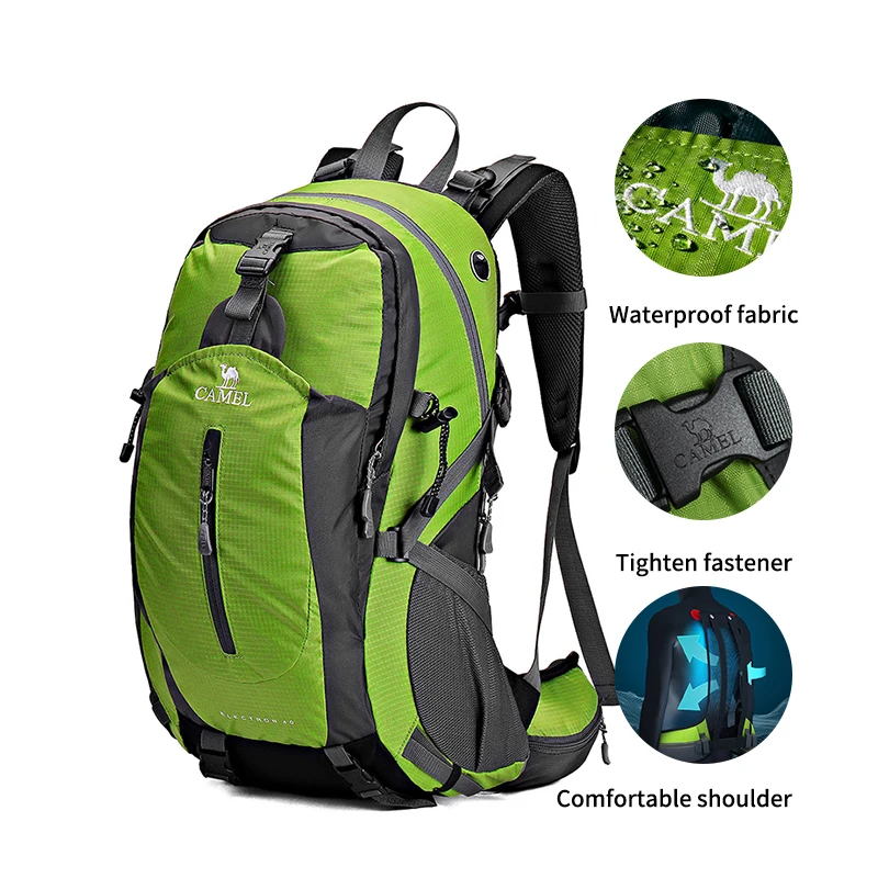CAMEL 30L/40L Многофункциональный водонепроницаемый походный рюкзак для альпинизма, дождевик, сумка для мужчин и женщин, Спортивная уличная велосипедная сумка - Цвет: 018Green 40L
