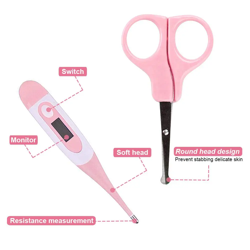Newborn Health Care Baby Nail Clipper Grooming Kit Convenience File Scissors Tweezers Nasal Aspirator Dropper Feeding