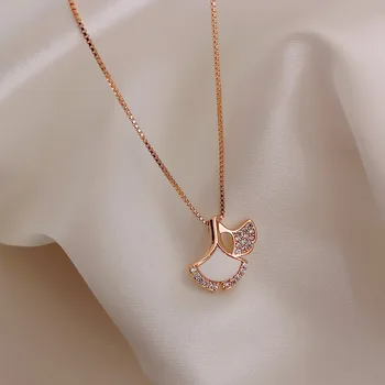 

Real Gold Maintains Color Electroplated Sansheng There Are Almond Necklace Women's South Korea Simple Elegant Online Celebrity C