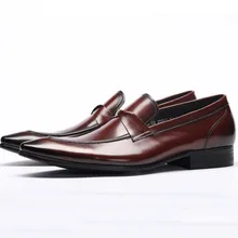 Luxury Brand 2019 Spring New Design Genuine Leather Men Dress Shoes Slip On Wedding Party Black Brown Formal Loafers Luxury Brand 2019 Spring New Design Genuine Leather Men Dress Shoes Slip On Wedding Party Black Brown Formal Loafers