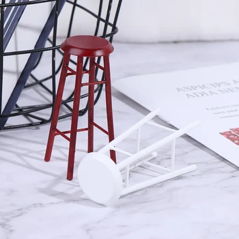 

New 1pcs Simulation High Footed Stool Chair Furniture Model Toys for Doll House Decoration 1/12 Dollhouse Miniature Accessories