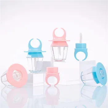

5 Pieces 8ml Novelty Blue Pink Empty Lip Gloss Tubes Creative Feeding Bottle Shape Lip Glaze Vials With Rubber Inserts
