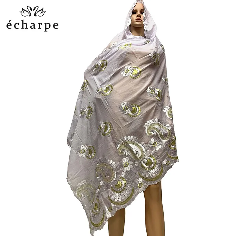 Африканский женский шарф из хлопка, мусульманский женский хиджаб, шарфы большого размера, хлопковый шарф для шали, шали - Цвет: Color 1