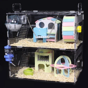 

Transparent Double-layer Hamster House Acrylic Guinea Pig Cage Small Pet Oversized Villa Supplies Toys Single-layer