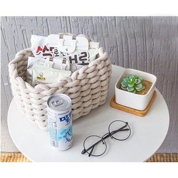 

Household Woven Storage Baskets Thick Cotton Rope Woven Storage Baskets Laundry Baskets