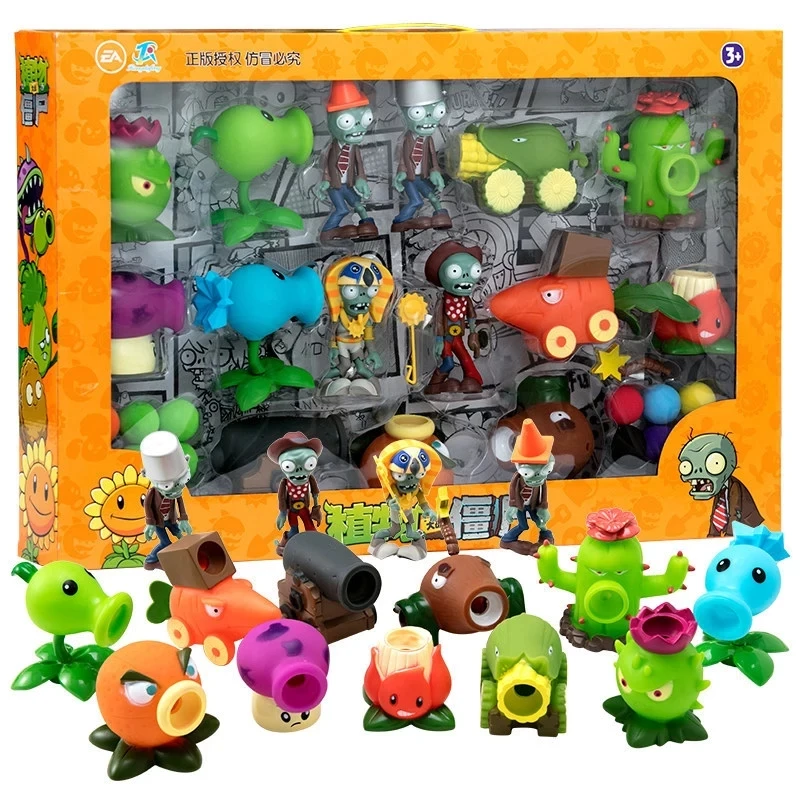 Figuras de acción de Plants vs. juguetes zombis 2 para niños, conjunto completo de figuras de Anime de silicona suave, juguetes para niños, regalos de cumpleaños