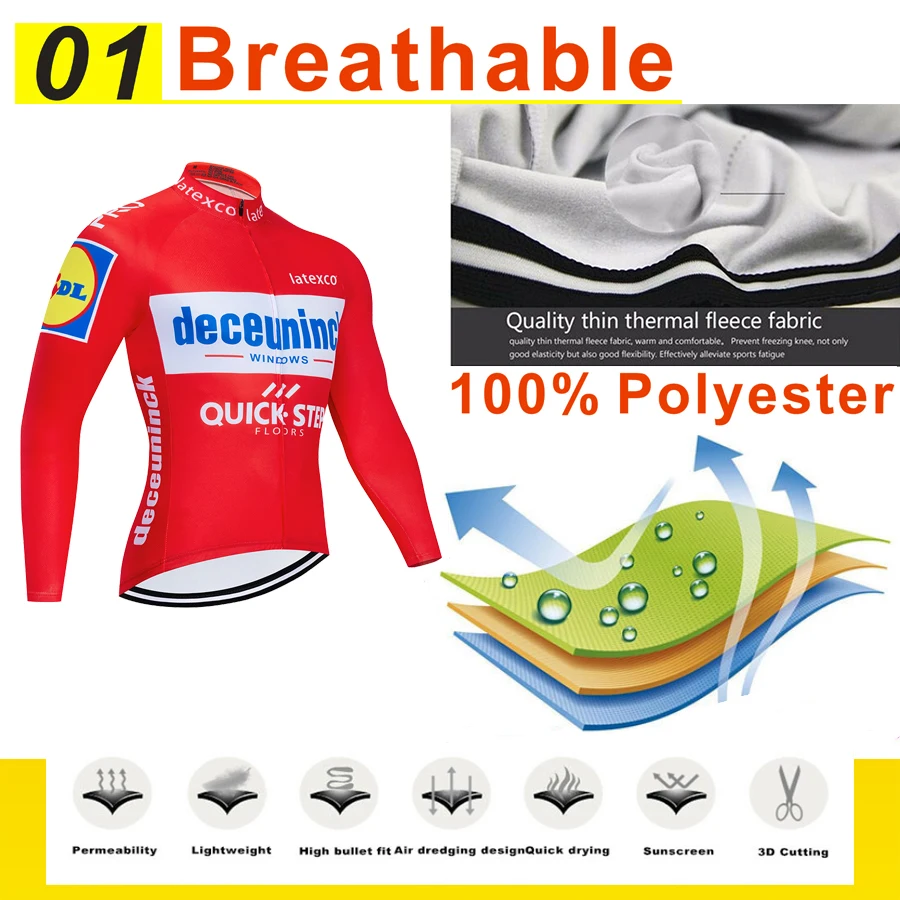 QUICK STEP Winter thermal fleece Set Cycling Clothes men's Jersey suit Sport riding bike MTB clothing Bib Pants Warm sets