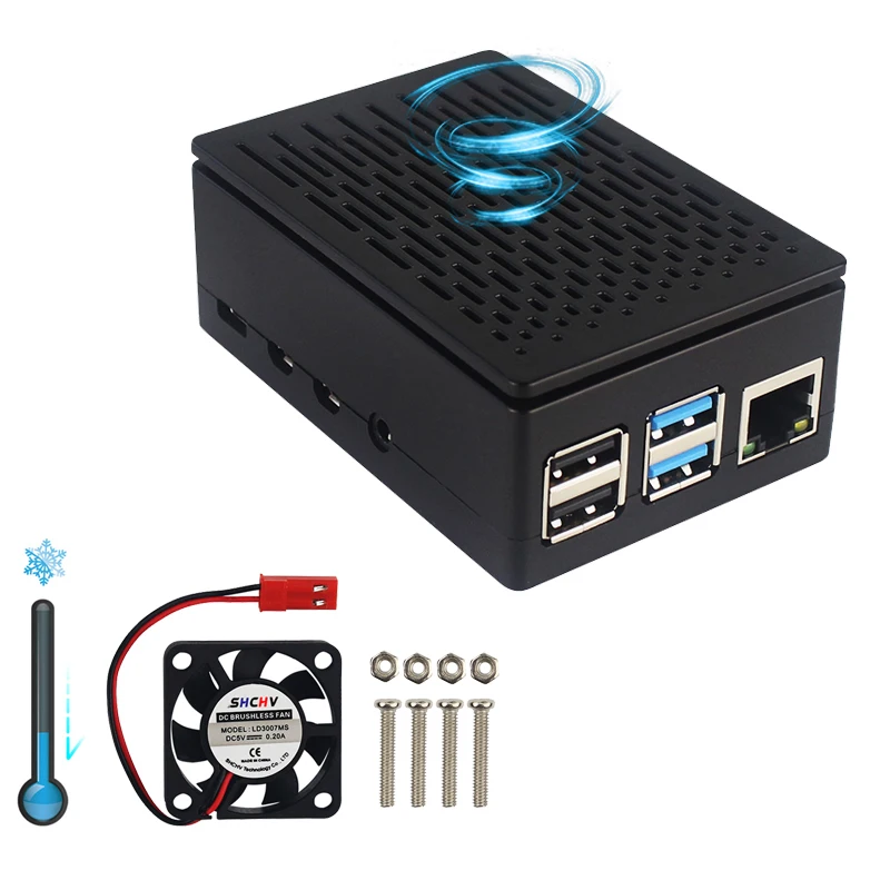 Чехол для Raspberry Pi 4 Model B из АБС пластика черный прозрачный корпус пластиковая