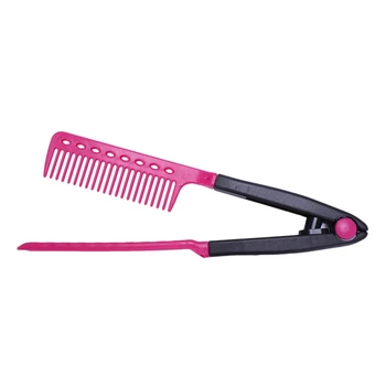 

Salon hair hairdresser DIY hair design hair straight folding type V comb rose red black