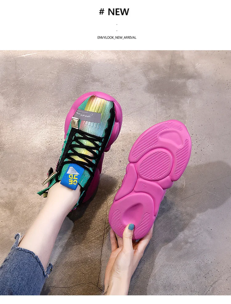 Яркие цветные женские кроссовки; модные женские кроссовки; дышащая обувь для бега; уличная спортивная обувь; удобные кроссовки ручной работы