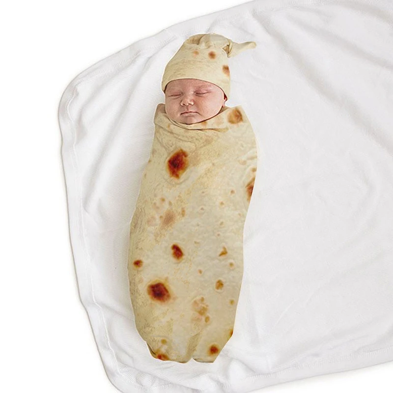 

high quality Burrito Baby Blanket Flour Tortilla Swaddle Blanket Sleeping Swaddle Wrap Hat Burrito Baby Blanket Flour Tortilla