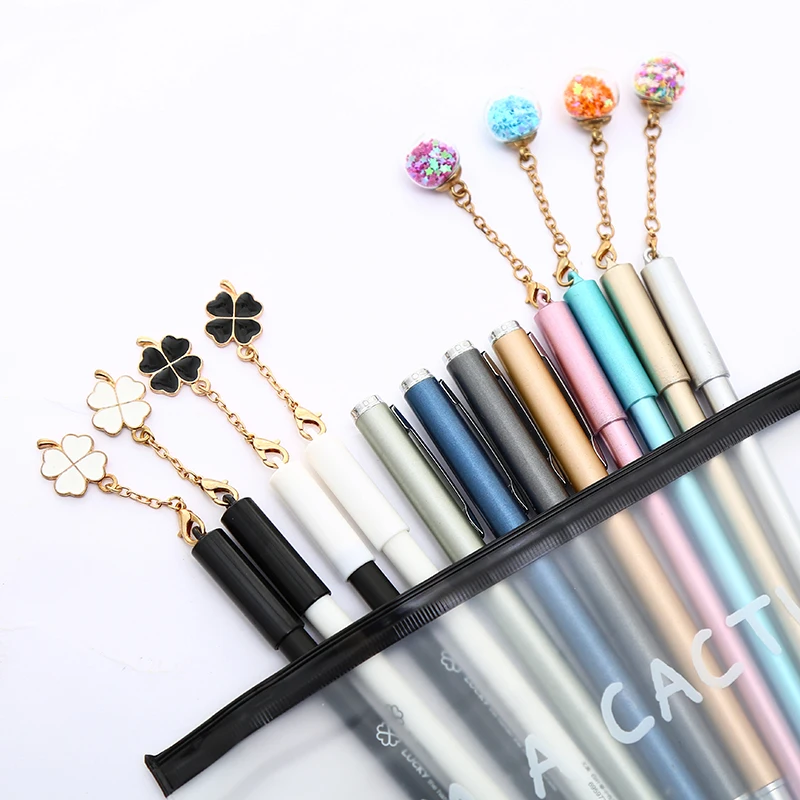 12Pcs/pack Creative Kawaii Gel Pen Black Cat We Bare Bear Cactus Unicorn Flamingo Christmas Gift Cute Stationery Store Ink Pens