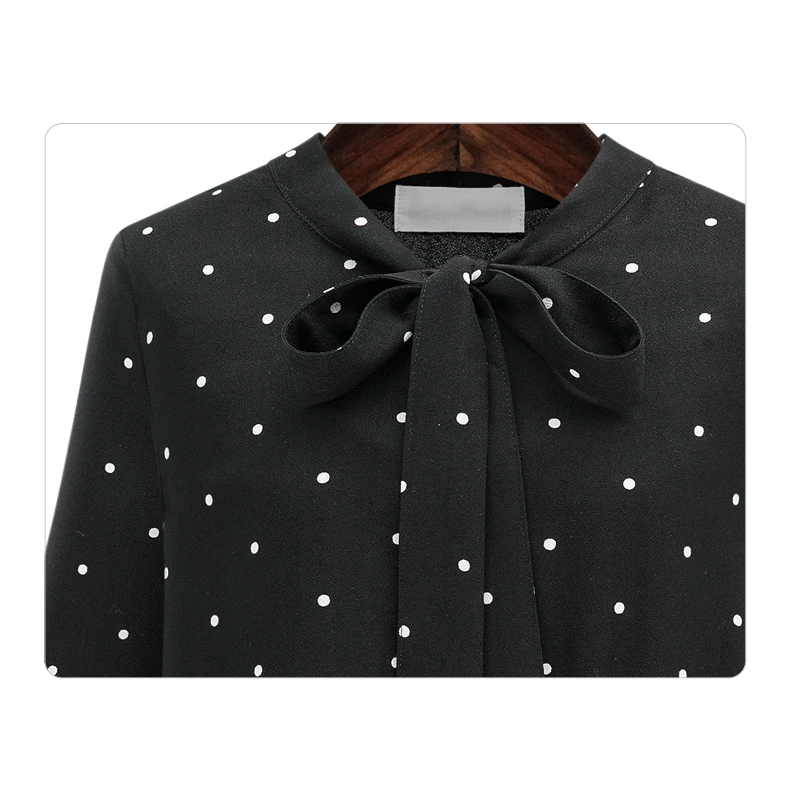 Big Promo hOyep Blusas femininas elegant women dress 2019 long sleeve dress women long dress dot bow black chiffon dresses 3XL plus size 1475 45
