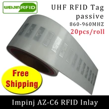 UHF RFID стикер Impinj MR6 AZ-C6 влажная инкрустация 915m868 860-960 МГц EPC 6C 20 шт самоклеющаяся Пассивная RFID этикетка