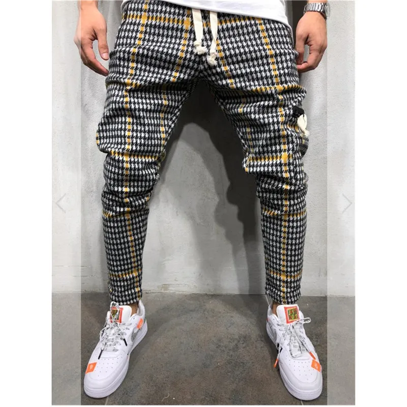 

Casual Plaid Ankle-Length Pants Men Trousers Hip Hop Jogger Pants Men Sweatpants Japanese Streetwear Men Pants 2020 New