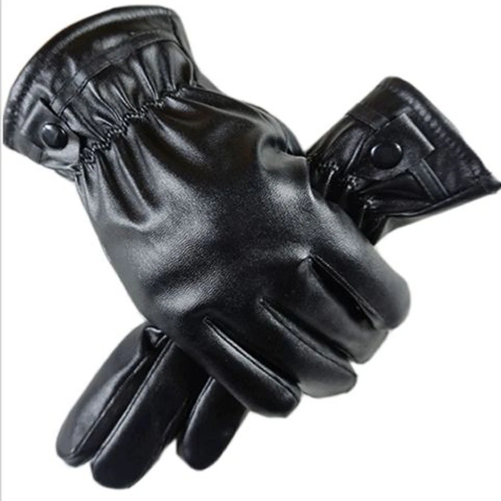 For Men Зимние кожаные перчатки из искусственного флиса кораллового цвета - Цвет: For Men