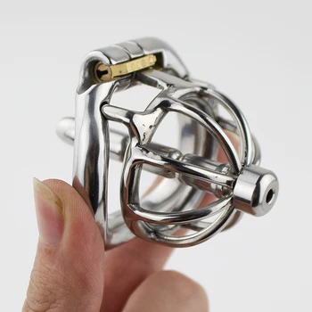 Stainless Steel Stealth Lock Male Chastity Device With Catheter Cock Cage Penis Lock Cock Ring Chastity Belt 3