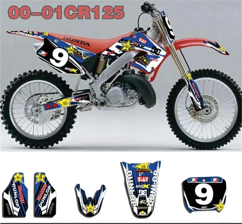 Для Honda CR125 CR250 CR 125 250 2000 2001 мотоцикл команда Графический фон наклейки комплект яма грязи велосипед наклейка