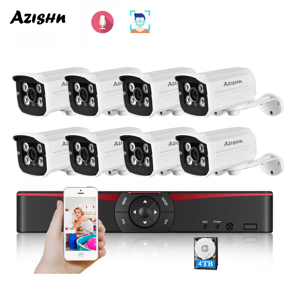 H.265 8CH 5MP POE NVR CCTV Security System 5.0MP IR Outdoor Waterproof Audio Metal IP Camera P2P Video Surveillance Set | Безопасность и