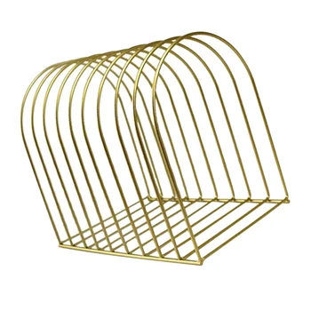 

Nordic Iron Bookshelf Desktop Small Storage Bookshelf Rack Office Desktop Document Storage Rack for Book Magazine File (Golden)