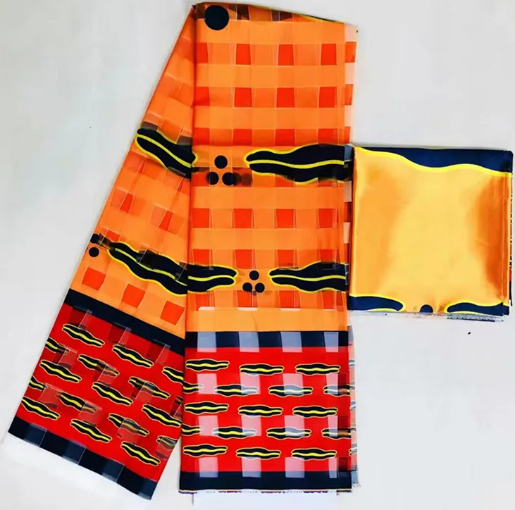 Органза ткань чистый шелк ткань африканская ткань абкара африканская вощеная ткань принтом 2+ 4 ярда органза лента шелк для вечеринки платье MM-C4