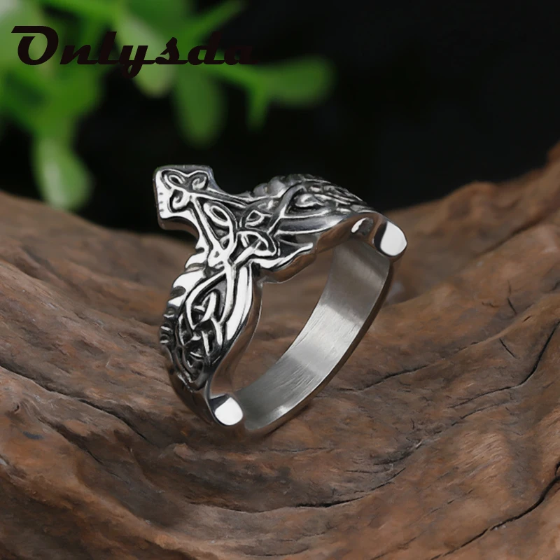 Viking Men Entwined Ravens Ring Norse Mythology Silver Color Odin Crow Stainless Steel Rings Nordic Amulet Jewelry OSR761 | Украшения и
