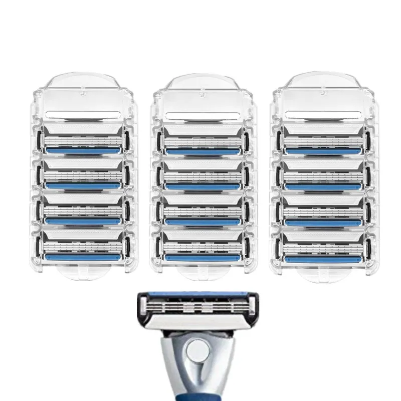 

Men's 3 Blade Razor System Mens Machine for Shaving Razors Razor Handle with 4/8/12/16 Replacement Cartridges