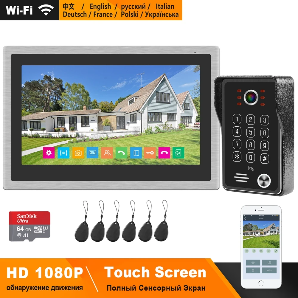 HomeFong WIFI Intercom System Wireless Video Door Phone for Apartment 10 inch Full Touch Screen Support Electric Lock HD Camera HomeFong WIFI Intercom System Wireless Video Door Phone for Apartment 10 inch Full Touch Screen Support Electric Lock HD Camera
