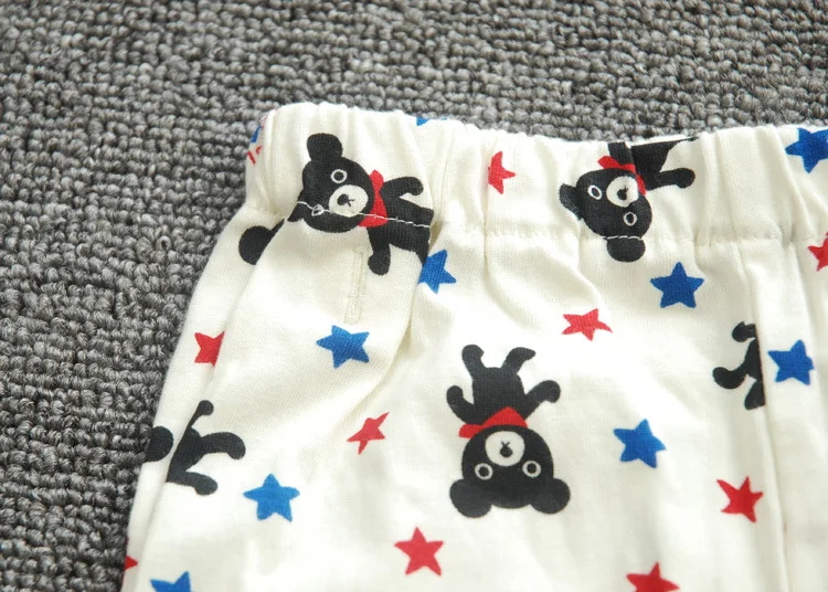 Mikiumkee2019 Autumn New Style Children Bear Full Printed Cotton Knitted Baby Long Sleeve Pajamas Set