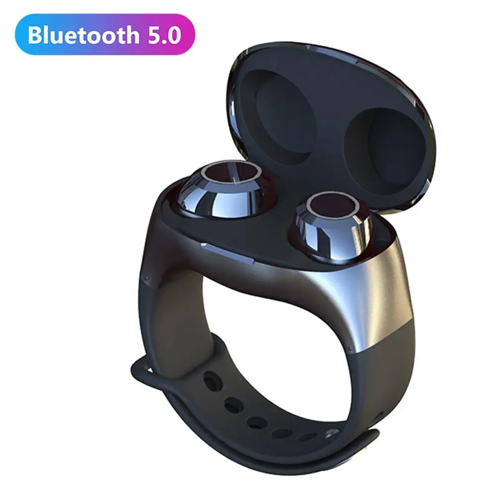 

New cool wireless headset 2 in 1 HM50 TWS Bluetooth 5.0 smart sports watch bracelet Bluetooth headset sports headset watch
