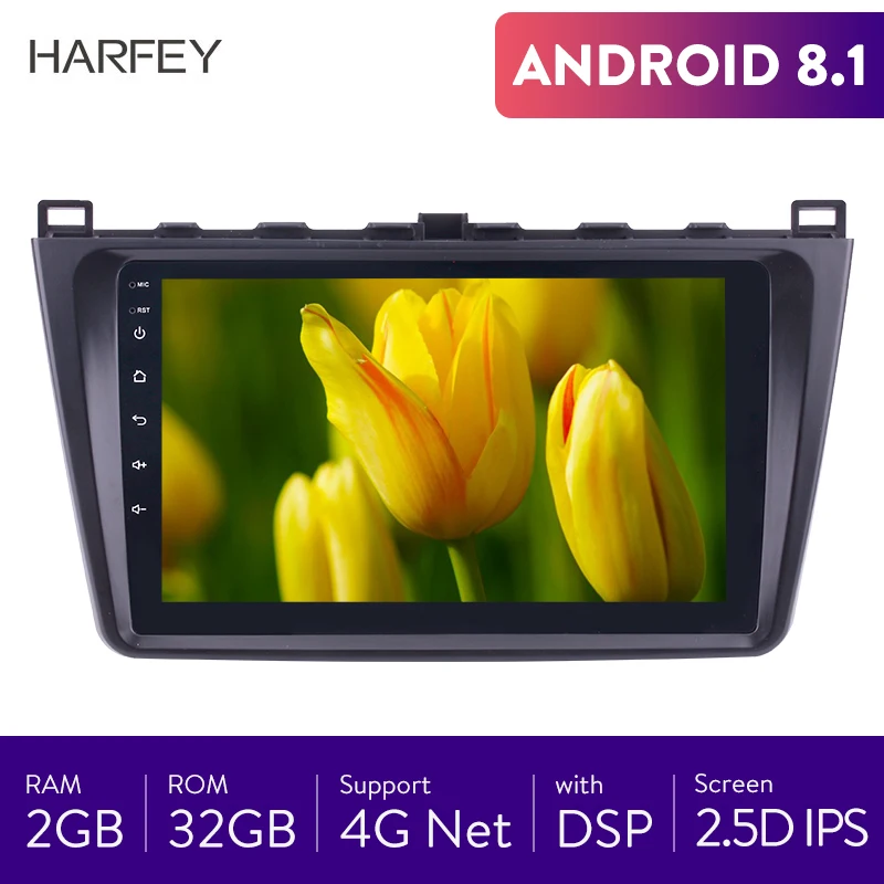 

Harfey Car Multimedia Player 9" GPS Navigation Autoradio Android 8.1 2DIN for Mazda 6 Rui wing 2008-2014 4G Net 2G RAM 32G ROM