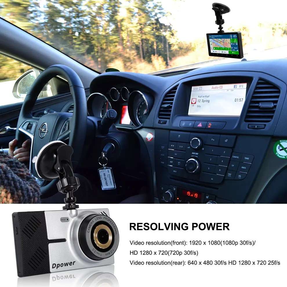 

Dpower D05 Highlight Touch Screen Driving Recorder Mirror + GPS Tracking GPS Navigation Loop Recording Night Vision