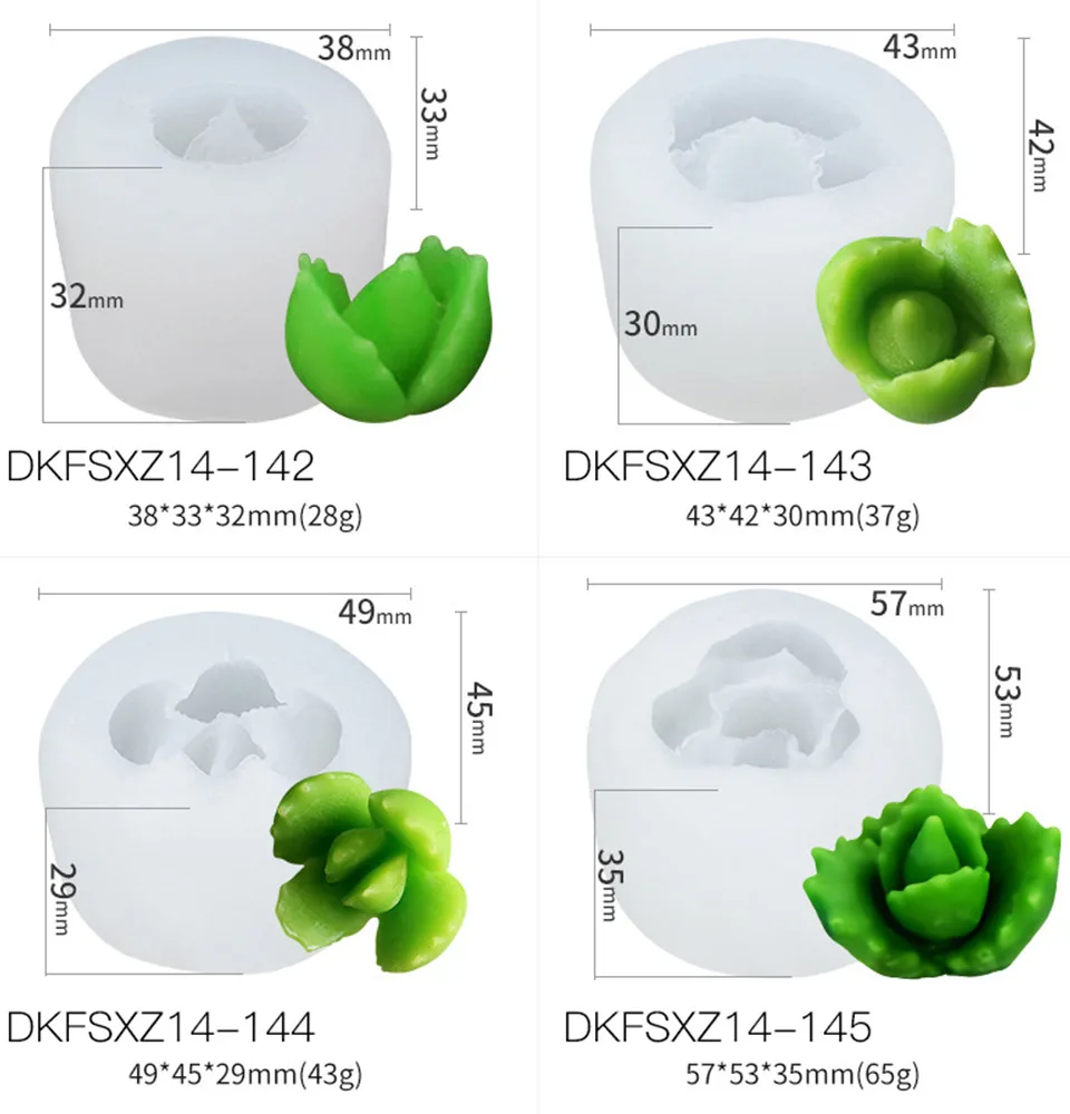 YIWUMART Succulent Cactus Plants Candle Silicone Mould Dessert Cake Decorating Tool DIY 3D Chocolate Candy Handmade Soap Mold