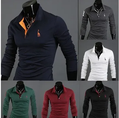 Весна и лето стиль корейский стиль Мужская вышитая олень приталенная T03-700 с длинным рукавом