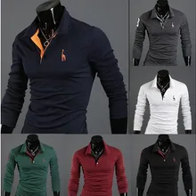 Весна и лето стиль корейский стиль Мужская вышитая олень приталенная T03-700 с длинным рукавом