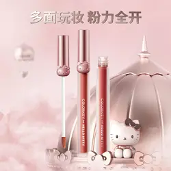 Hello Kitty pintalabios hidratante para niñas, cosmético, esmalte de labios antiadherente, taza blanca para estudiantes